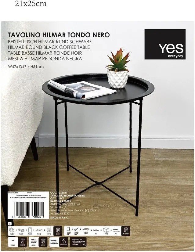 Метална кръгла странична масичка ø 47 cm Hilmar – Yes Everyday