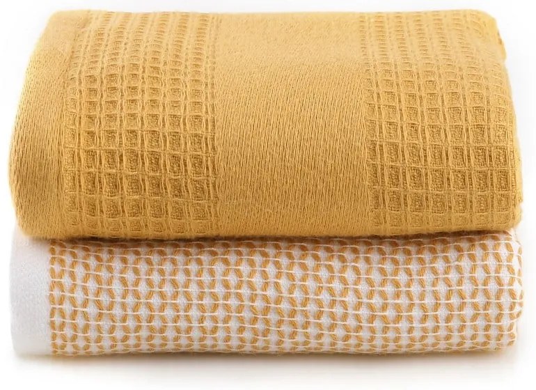Жълти вафлени кърпи в комплект от 2 бр. 40x60 cm Betty – Foutastic