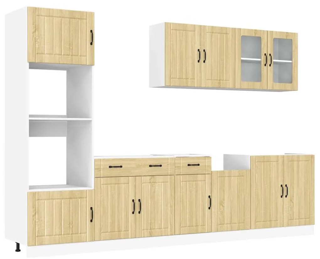 3314744 vidaXL Комплект кухненски шкафове, 7 части, "Lucca", дъб сонома, инженерно дърво