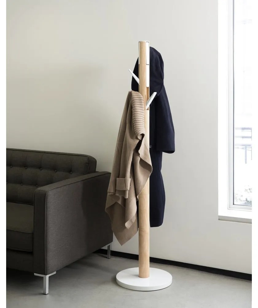 Бяла дървена закачалка от естествен каучук Flapper - Umbra