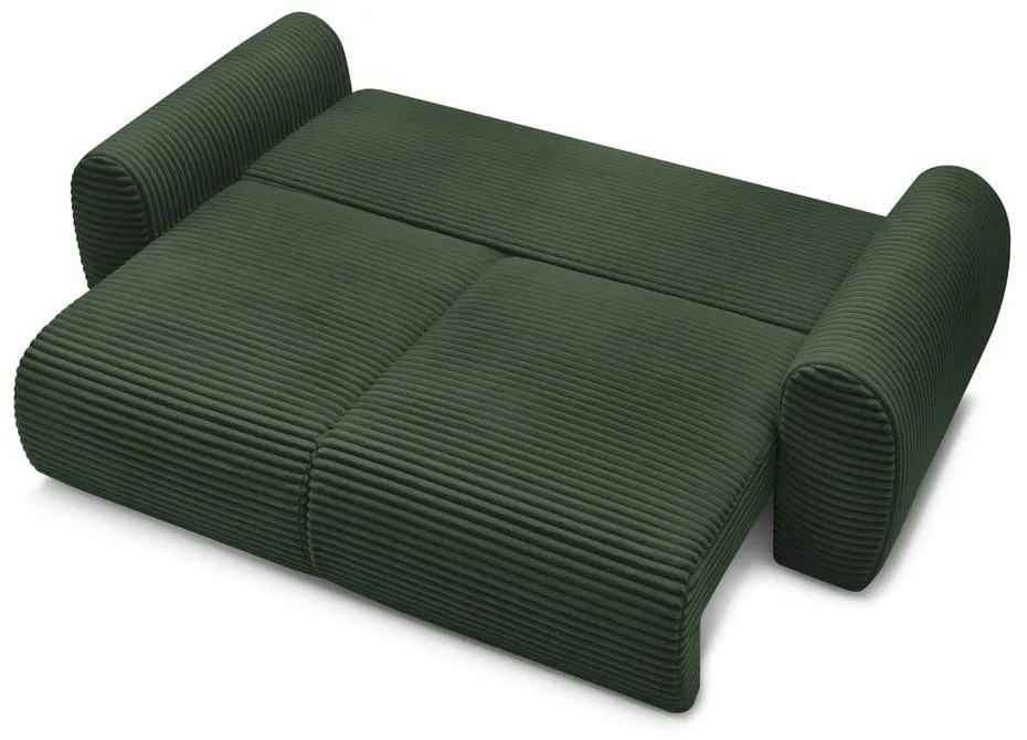 Тъмнозелен разтегателен диван от рипсено кадифе 257 cm Lucien – Bobochic Paris