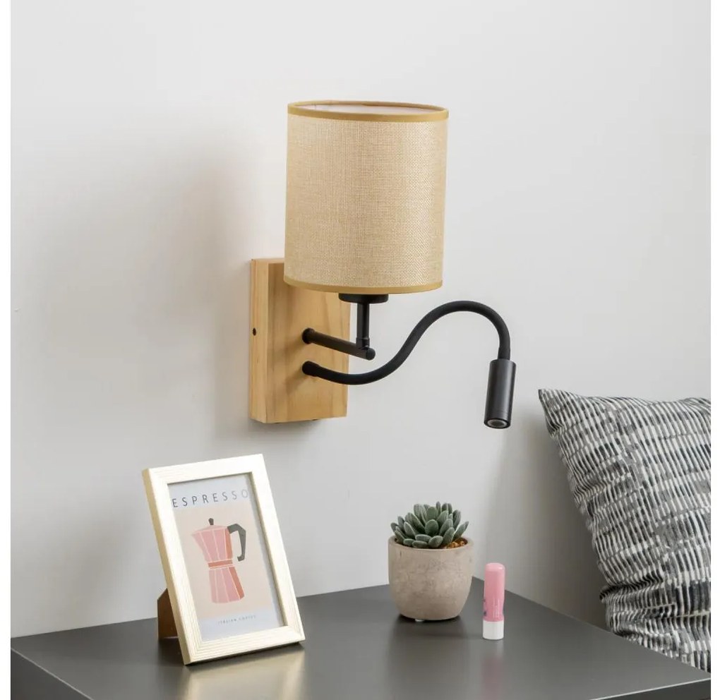 Brilagi - LED Аплик NUBILA WOOD 1xE27/25W/230V +LED/3W дъб/светлокафяво