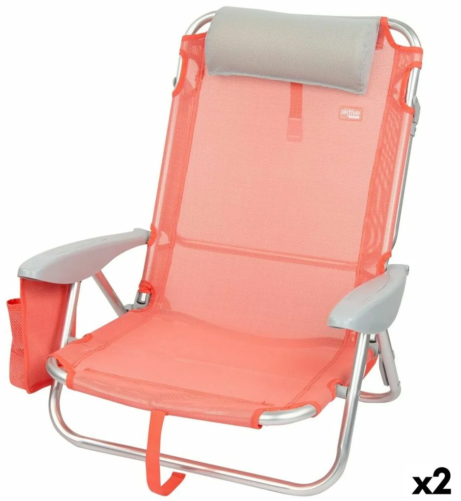 Сгъваем Стол с Подглавник Aktive Flamingo Корал 51 x 76 x 45 cm (2 броя)