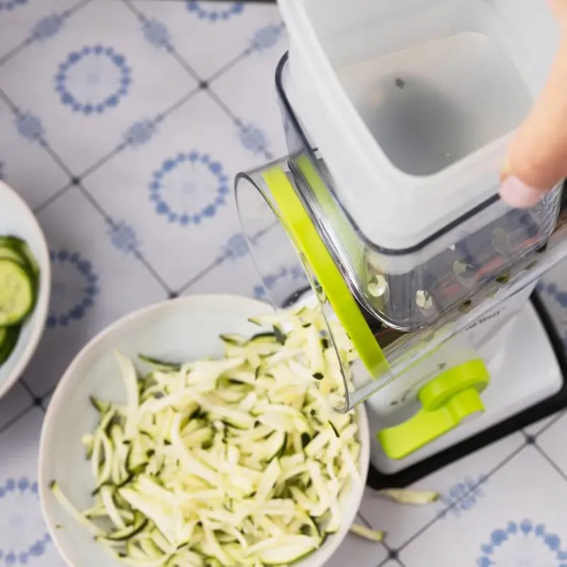 Ръчно ренде с 3 сменяеми приставки Kinghoff KH 1960, Неръждаема стомана, Бял/Зелен