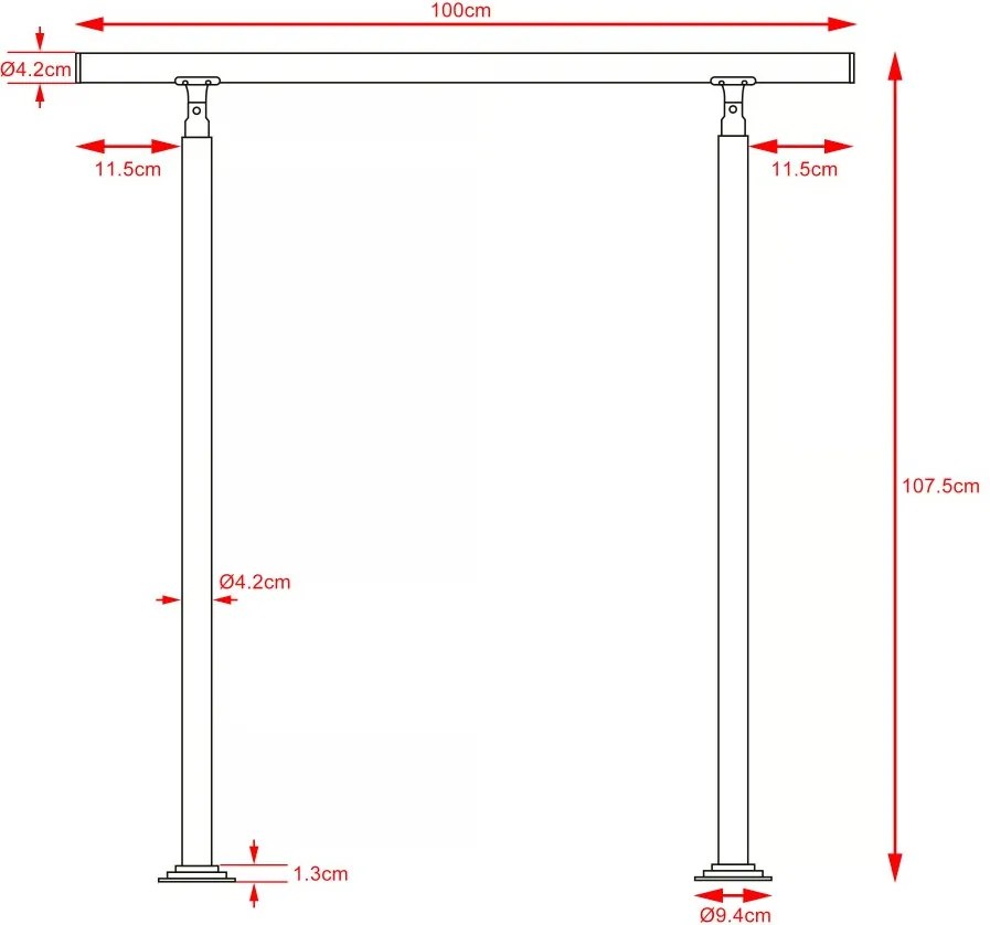 Стълбищен парапет от неръждаема стомана без стъпала dĺžka 80 cm