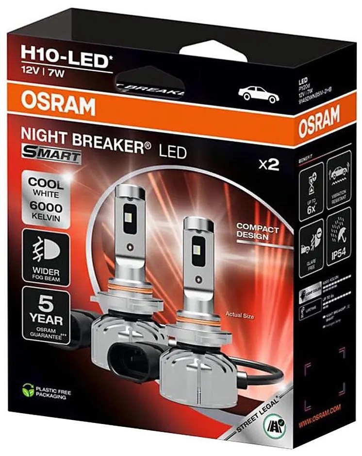 Комплект от 2 LED автомобилни крушки NIGHT BREAKER SMART H10 PY20d/7W/12V 6000K - Osram