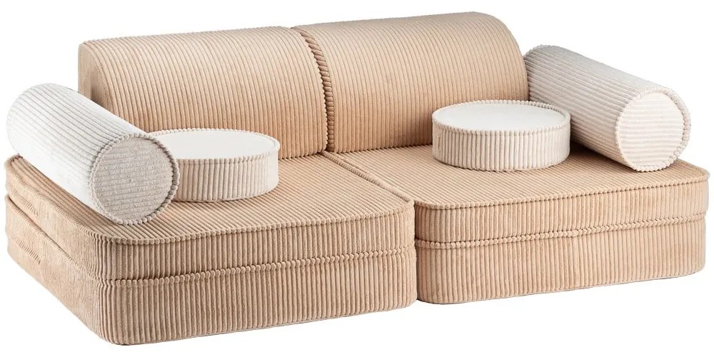 Светлокафяв детски диван от рипсено кадифе 132 cm Settee – Wigiwama