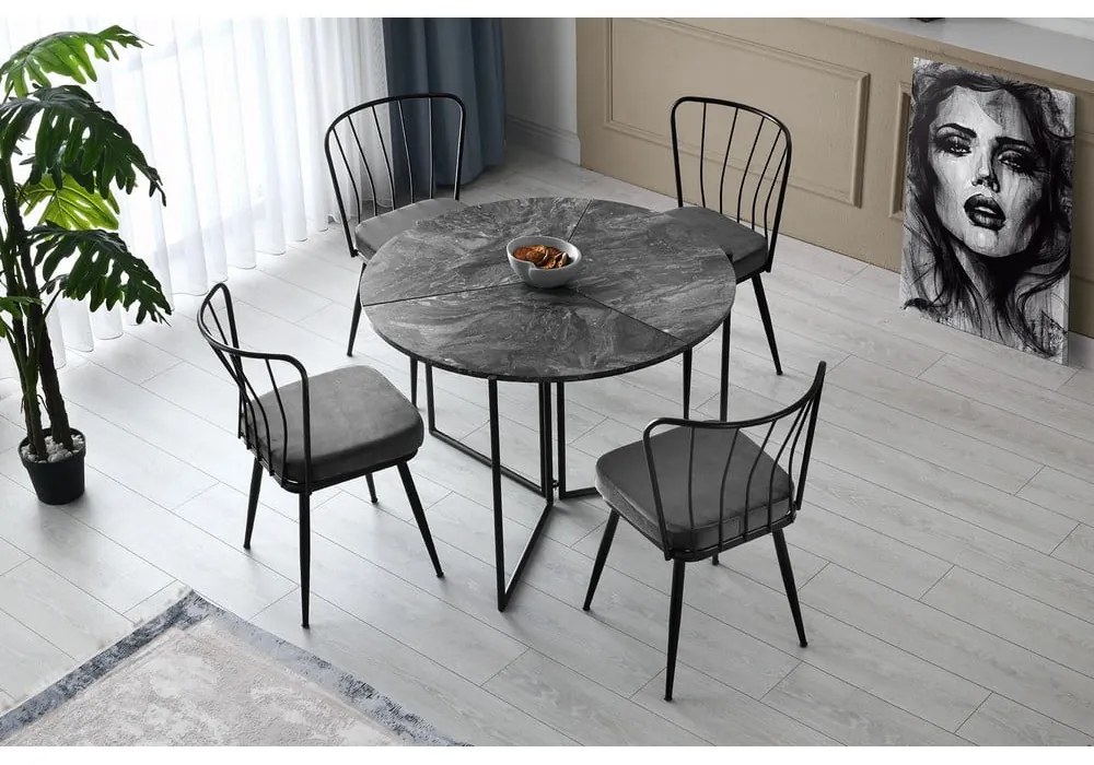Антрацитни метални трапезни столове в комплект от 2 броя Yildiz - Kalune Design