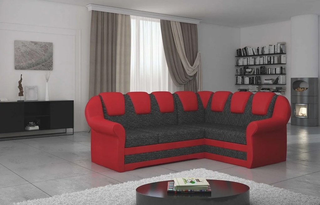 Ъглов диван King II-Right-Anthracite-Red