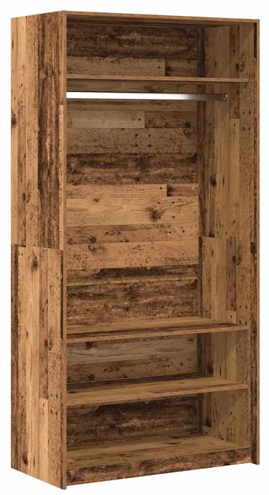 3318624 vidaXL Гардероб, старо дърво, 100x50x200 см, инженерно дърво