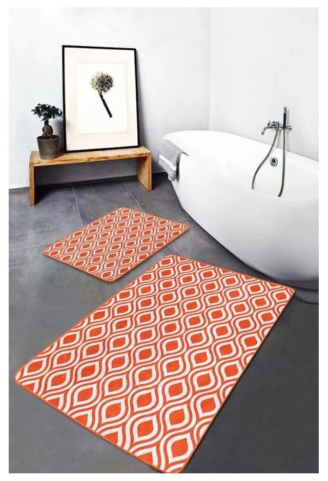Оранжеви кадифени килими за баня в комплект от 2 бр. 60x100 cm – Mila Home
