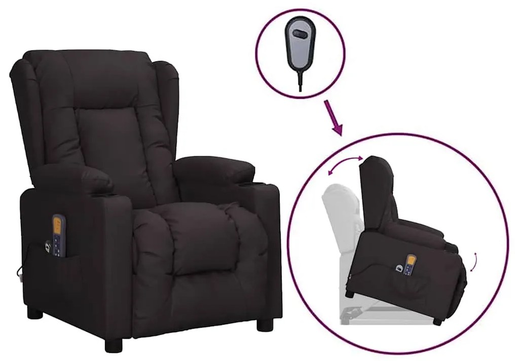 3093450 vidaXL Изправящ масажен стол, черен, изкуствена кожа