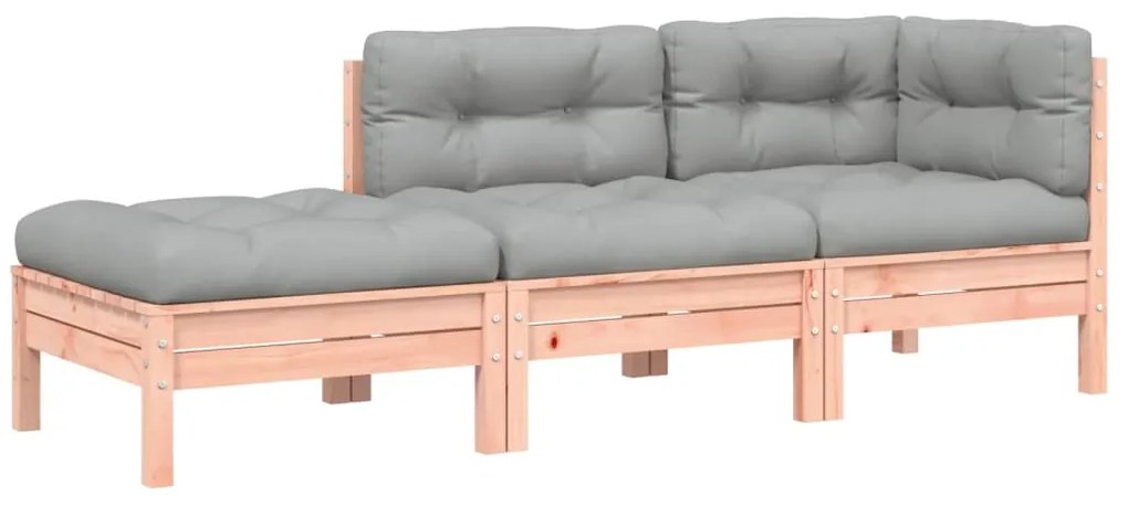 838175 vidaXL Градински диван с възглавници и табуретка, 3-местен