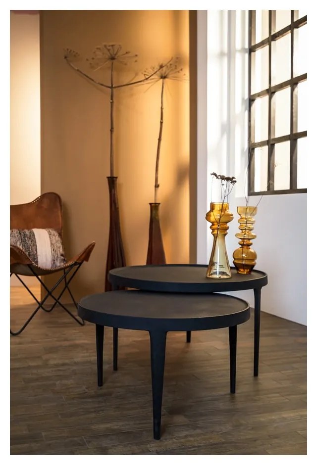 Черни кръгли масички за кафе в комплект от 2 бр. ø 75 cm Tobias – Light &amp; Living