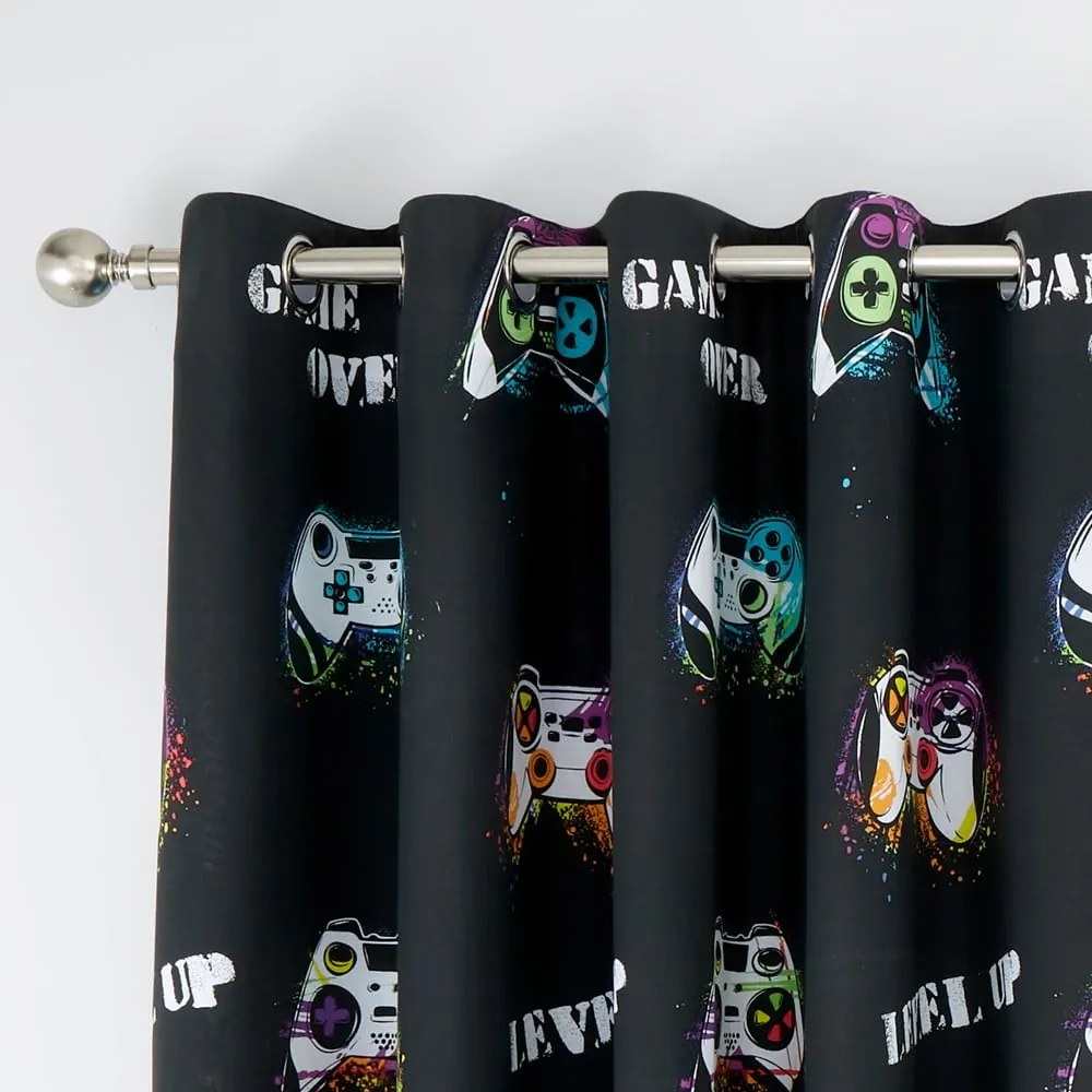 Черна-синя детска завеса 2 бр. 168x183 cm Game Over – Catherine Lansfield