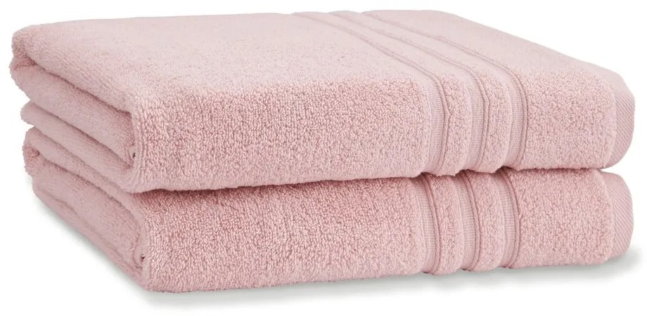 Светлорозови памучни хавлиени кърпи в комплект от 2 бр. от тери 90x140 cm Zero Twist – Catherine Lansfield