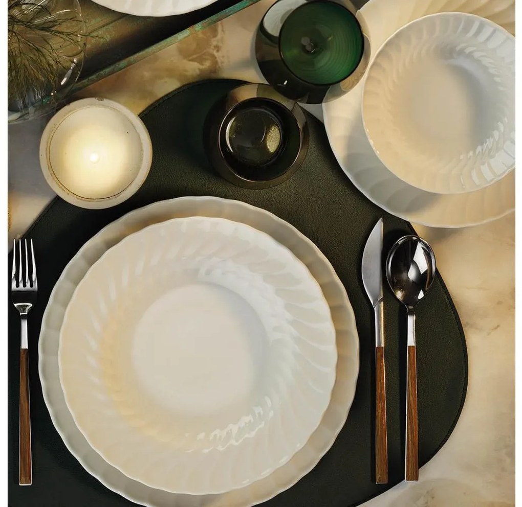 Комплект за хранене, 24 части, бял/порцелан