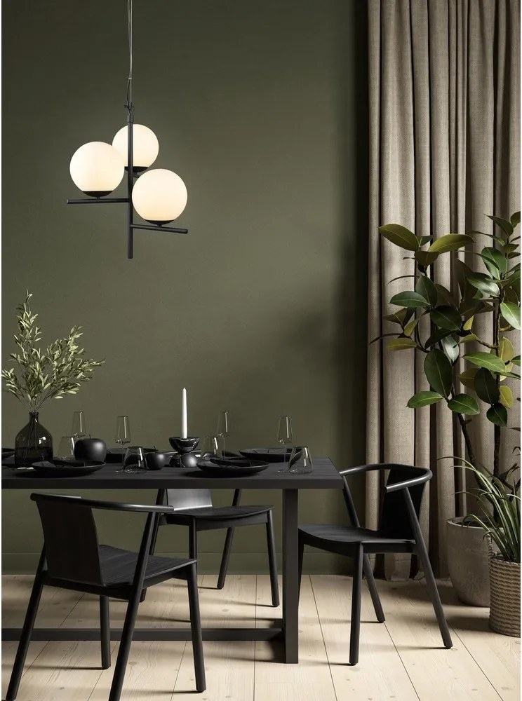 Матово черно висящо осветително тяло със стъклен абажур ø 40 cm Pure – Trio