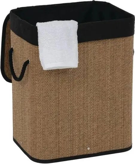 Кош за пране 5five, Правоъгълен, Бамбук и черен плат, 60 l