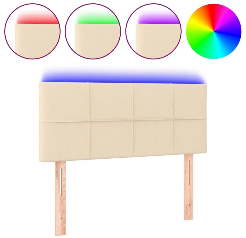 3121591 vidaXL LED горна табла за легло, кремава, 80x5x78/88 см, плат