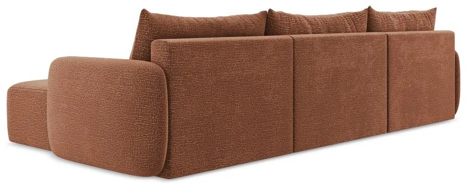 Разтегателен ъглов диван с място за съхранение в тухлен цвят Kalena – Makamii