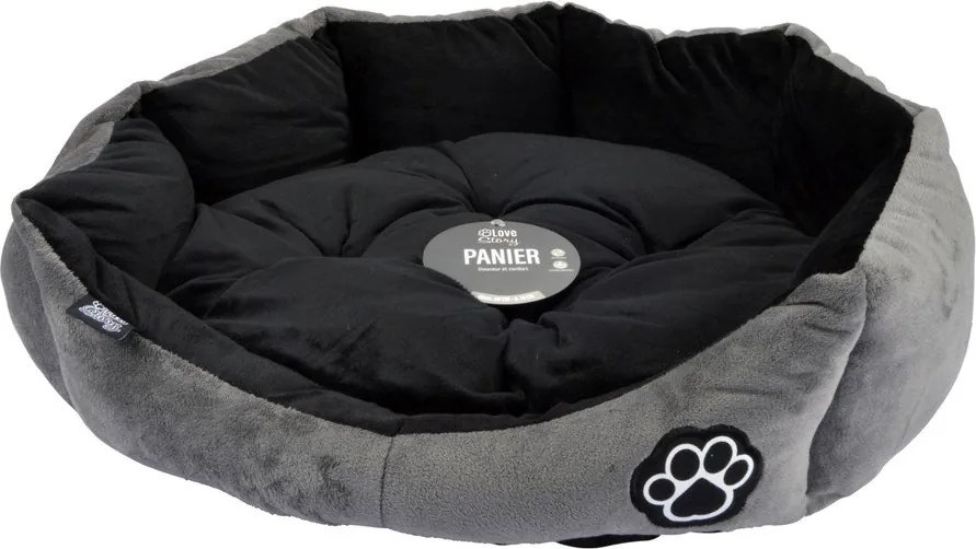 Сиво велурено легло за домашни любимци за куче ø 50 cm Flakes – Love Story