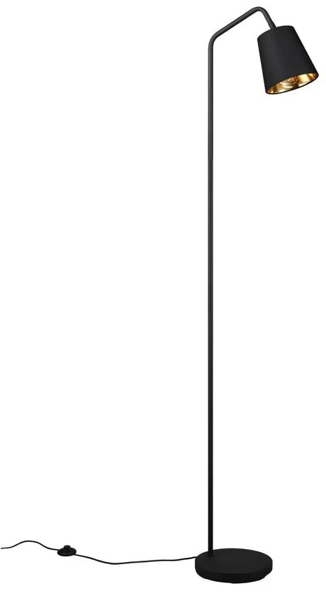 Черна подова лампа с текстилен абажур (височина 148 cm) Buddy - Trio