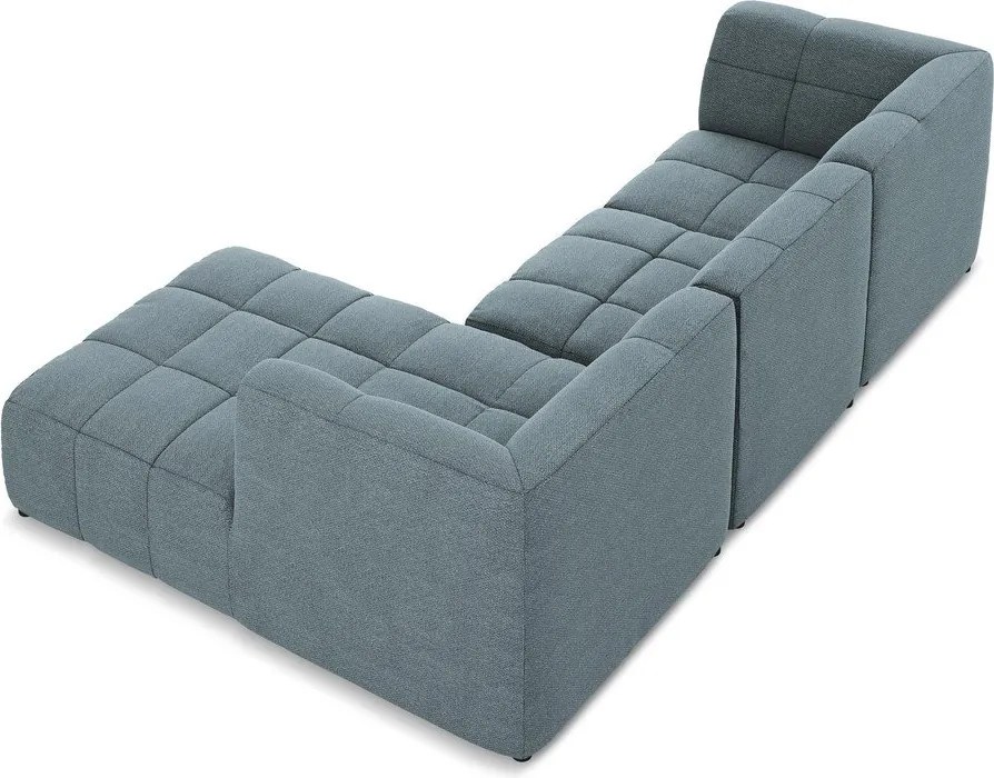 Син ъглов диван от прежда с примки от букле (десен ъгъл) Aloha – Makamii