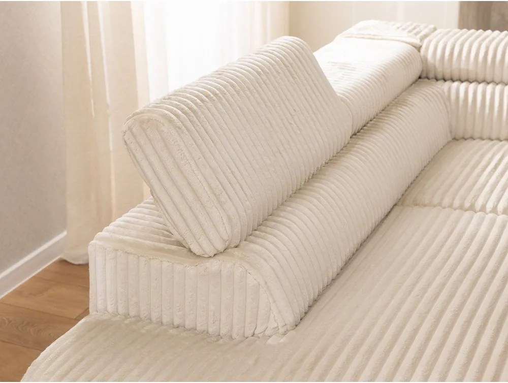 Бежов ъглов диван от рипсено кадифе (ляв ъгъл L форма) Marbeya – Ropez