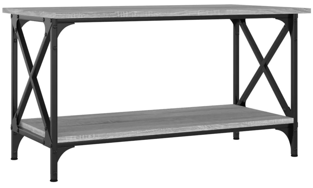 823325 vidaXL Кафе маса, сив сонома, 80x45x45 см, инженерно дърво и желязо