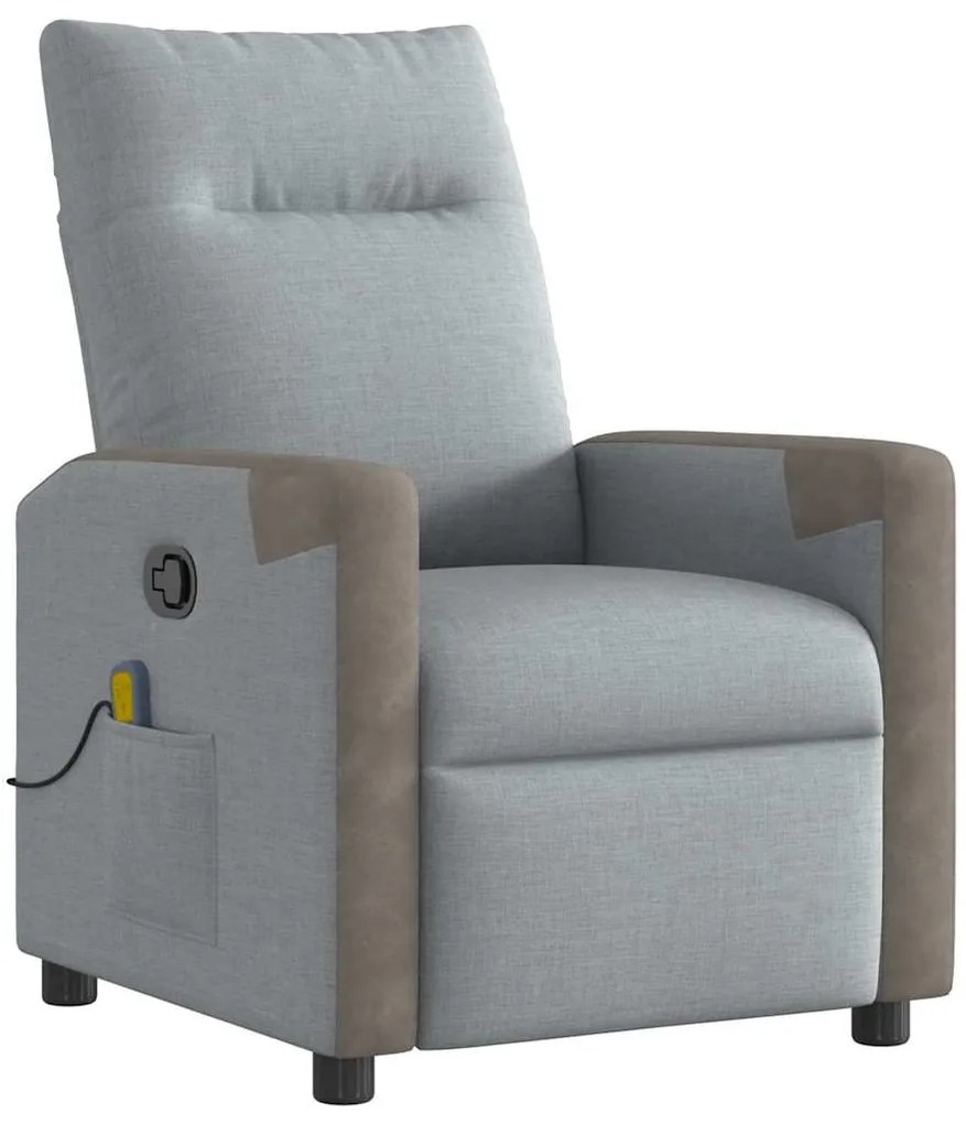 4104844 vidaXL Масажен реклайнер стол, светлосив, текстил