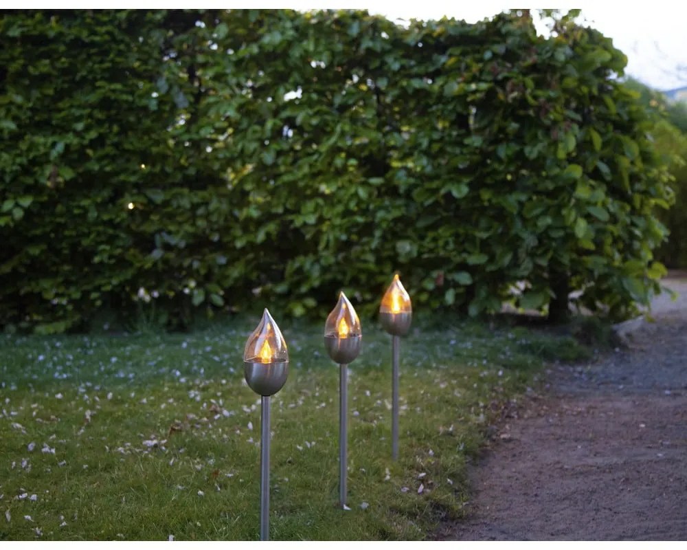 LED потапящи външни осветителни тела в комплект 3 бр. със соларен панел (височина 40 cm) Olympus – Star Trading