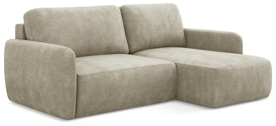 Бежов шенилов разтегателен ъглов диван с място за съхранение (десен ъгъл) Lilo – Makamii
