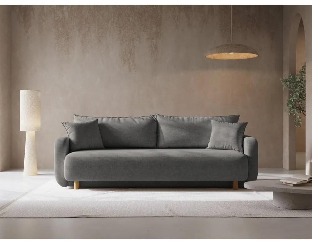 Сив разтегателен диван с място за съхранение 231 cm Elen – Micadoni