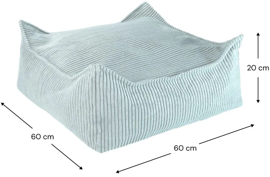 Детски пуф от рипсено кадифе в цвят мента Square – Wigiwama