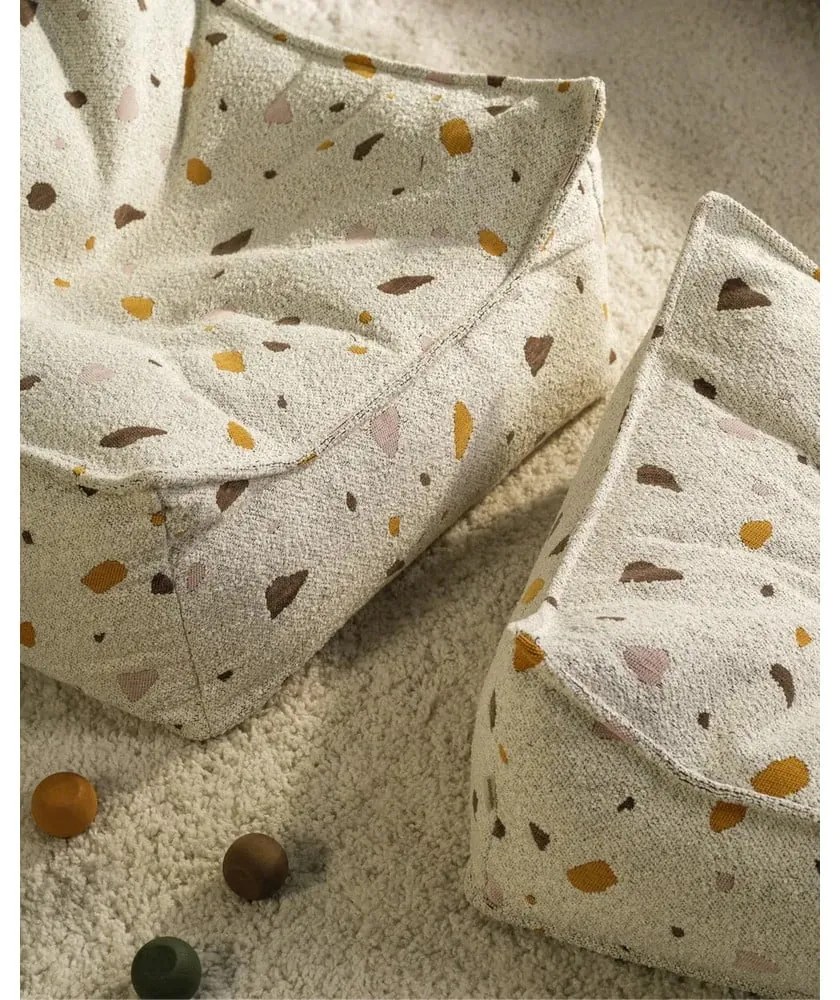 Бял детски пуф от букле и шенил Terrazzo Chair – Wigiwama