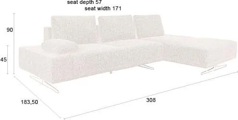 Кремав ъглов диван (десен ъгъл) Shelly – Dutchbone