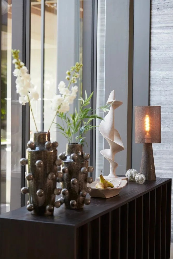 Кафява настолна лампа с текстилен абажур (височина 58 cm) Micky – Light & Living