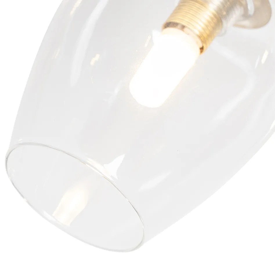 Класическа таванна лампа златиста със стъкло 3-светлина - Elien