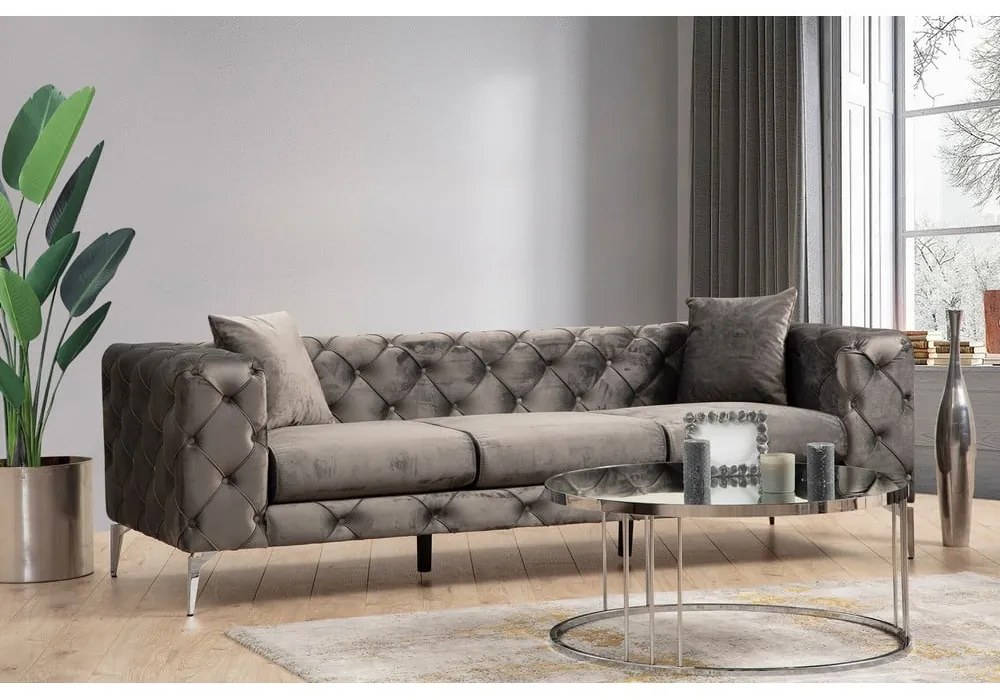 Тъмносив кадифен диван 237 см Como - Balcab Home