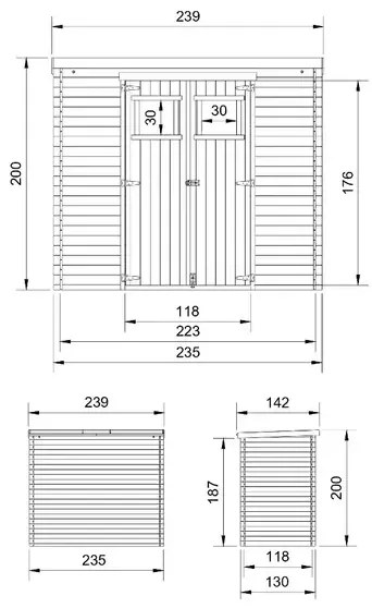 Барака с резе и под - 235 х 130 см – 3 м2