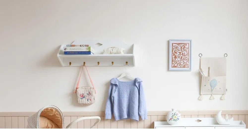 Бяла стенна детска закачалка 75x27 cm Luca – Cam Cam Copenhagen