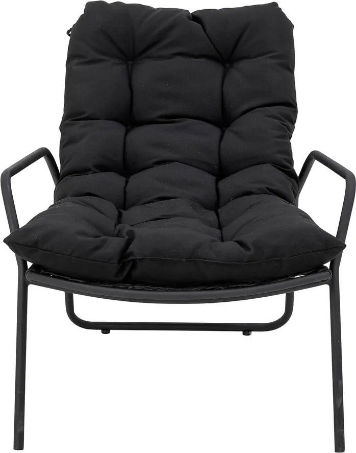 Черен градински шезлонг с табуретка за крака Boel - Bloomingville