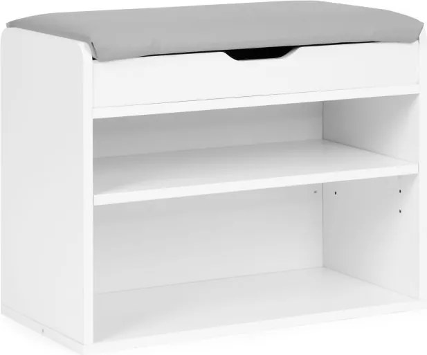 Шкаф за обувки ModernHome със седалка 60 x 43 x 30 см бял