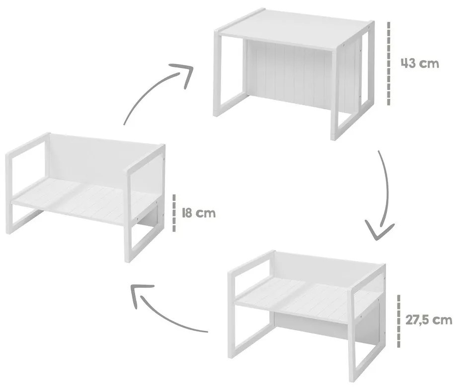 Бяла детска пейка Country Style – Roba