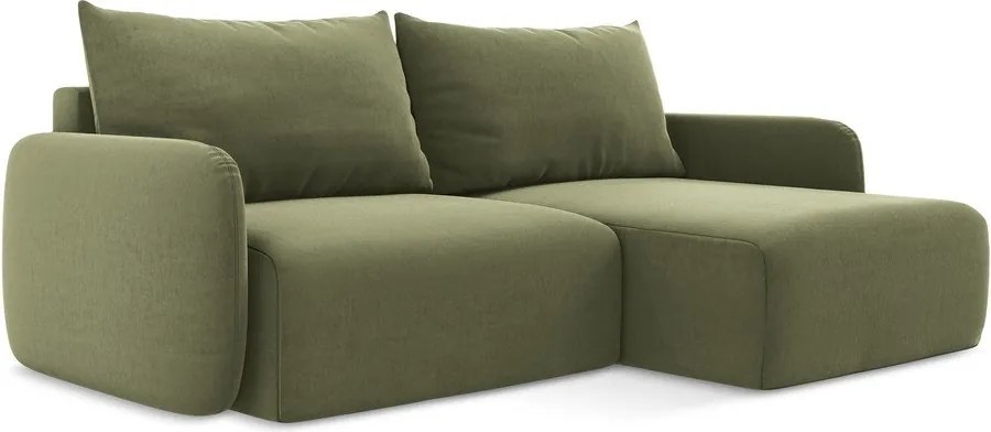 Зелен кадифен сгъваем/с място за съхранение ъглов диван (десен ъгъл) Kalena – Makamii