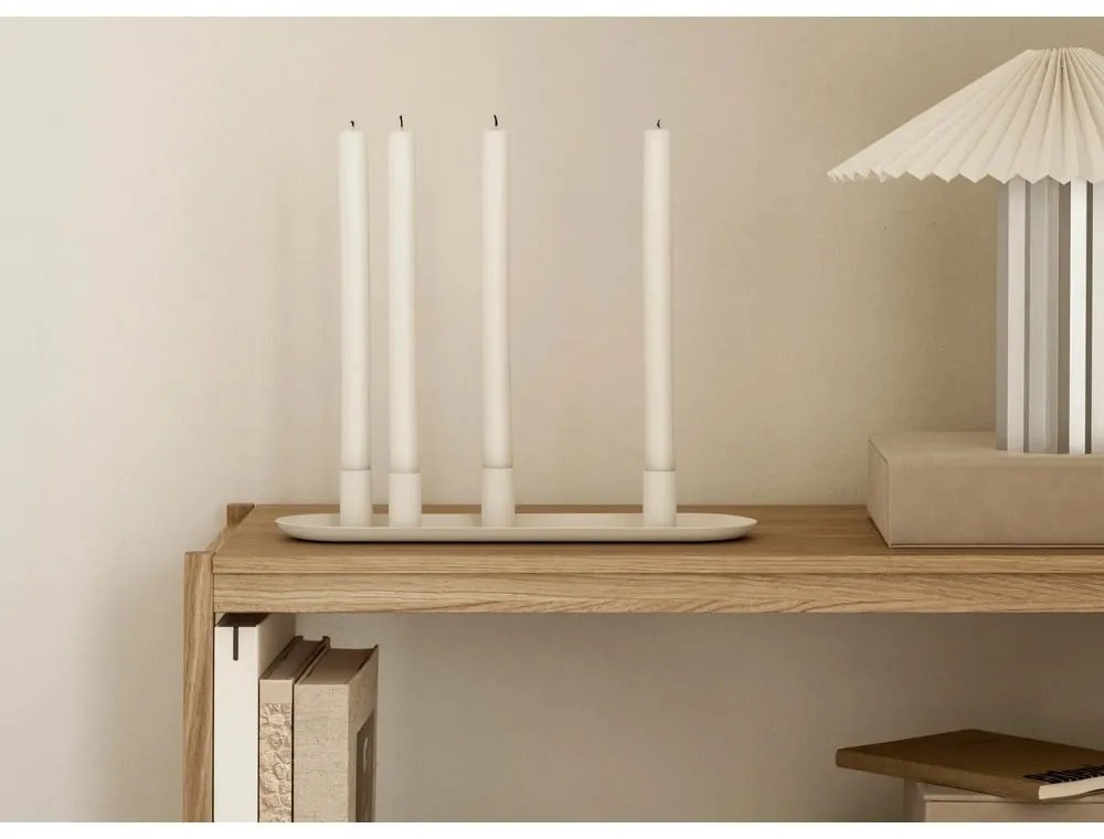 Бяла/в сребрист цвят затъмняваща се настолна лампа с текстилен абажур (височина 36 cm) Taite – Blomus