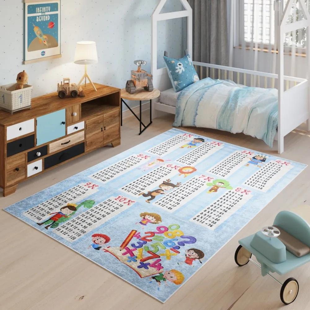 Детски килим с мотив на деца и малка таблица за умножение Ширина: 120 см | Дължина: 170 см