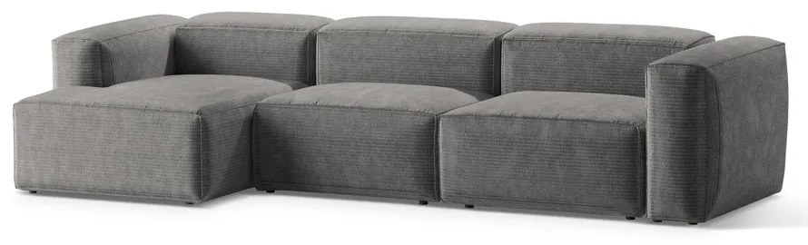 Светлосив ъглов диван от рипсено кадифе (ляв ъгъл) Bergano – Cosmopolitan Design