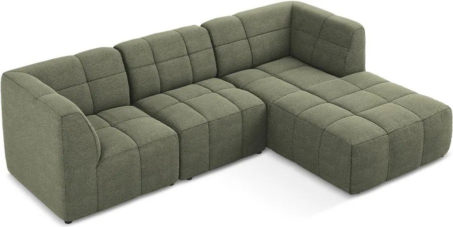 Зелен ъглов диван от прежда с примки от букле (десен ъгъл) Aloha – Makamii